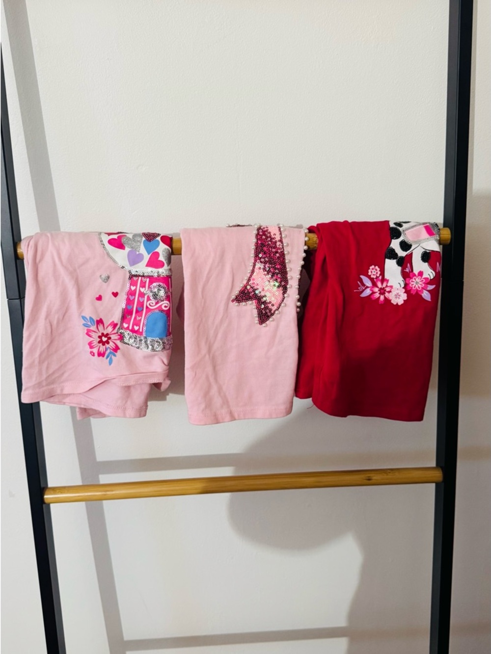 Girls' Pink and Red Floral Graphic Tees Set
